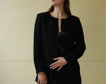 Vintage Wool Blazer With Ribbons to Close / Barneys New York