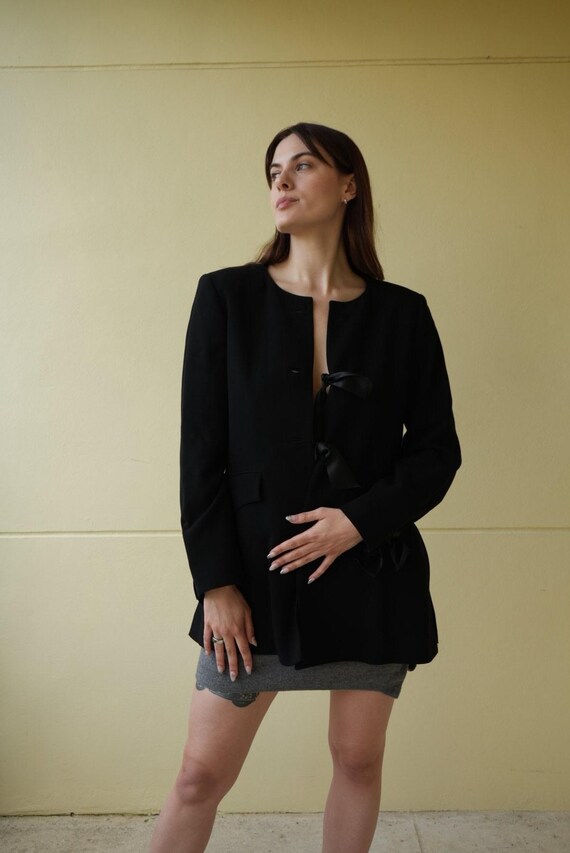 Vintage Wool Blazer With Ribbons to Close / Barneys New York