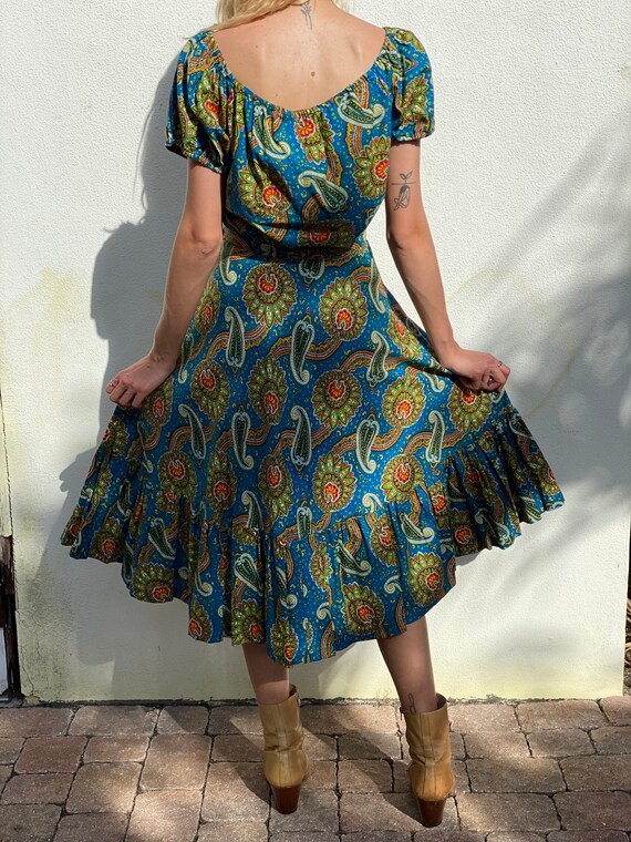 1950s Dress Set / Printed Full Skirt and Blouse S… - image 6