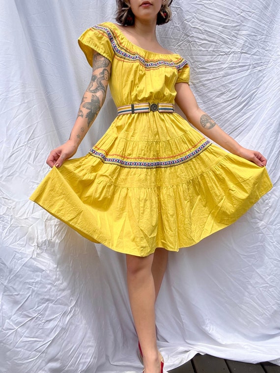 Light Yellow Cotton Printed Western Dress – Shinisha