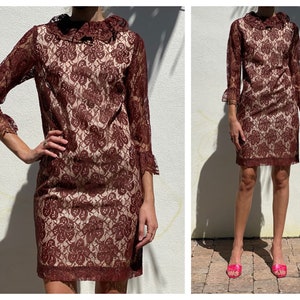 1960&#39;s Mini Dress / Twiggy Mod Sixties Mini Lace Dress / Sixties Dolly Ditzy Dress / Wedding Dress / Bridal Party