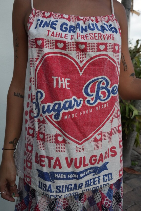 Sugar Feedsack Vintage Tank Top with Rope Straps … - image 5