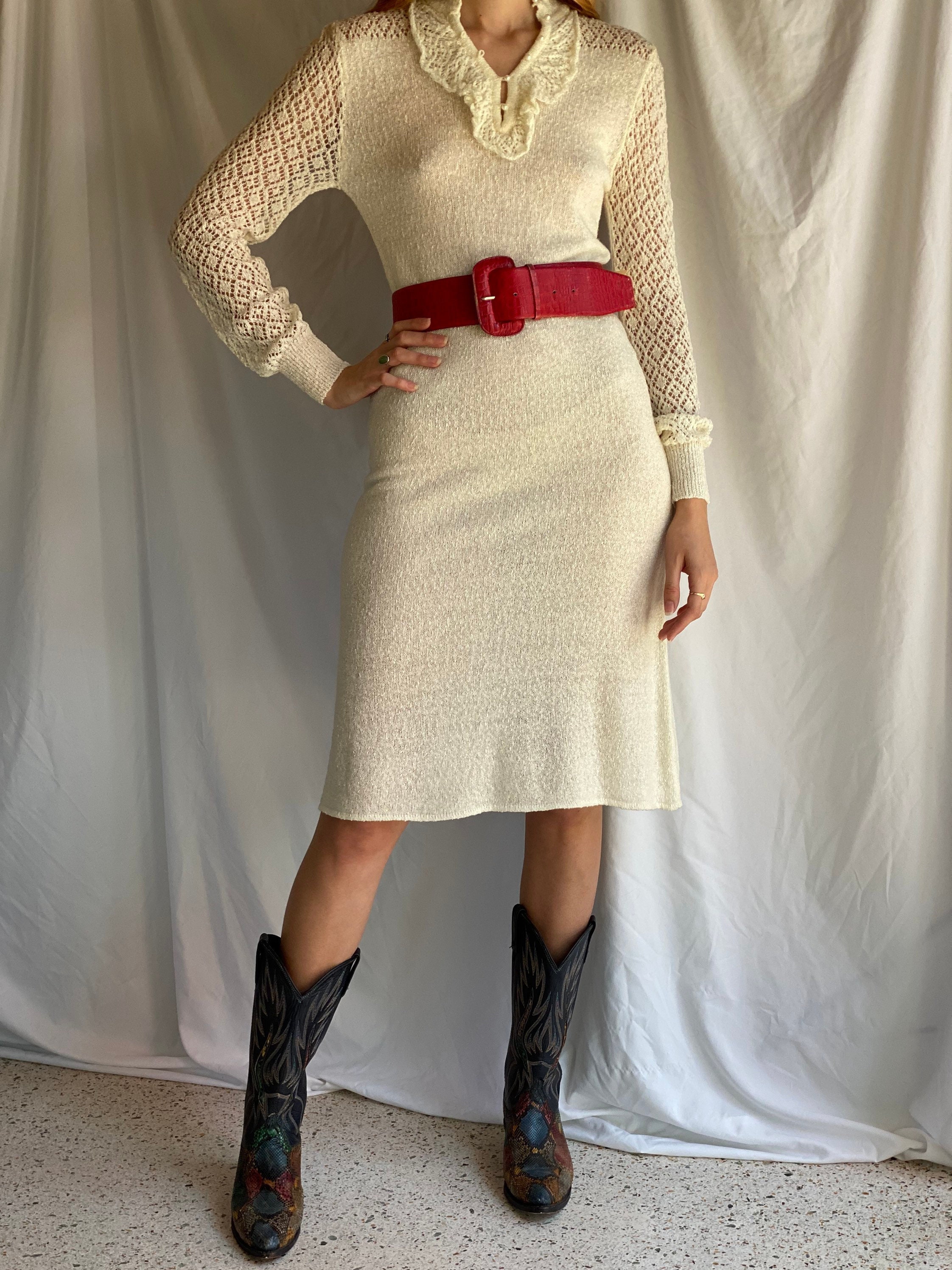 Vintage Knit Dress / 1970's Boucle 