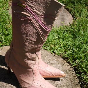 Size 5 US / y2k Pink Leather Pointed Toe Boots / Mid Calf Booties / On Trend Boots image 4