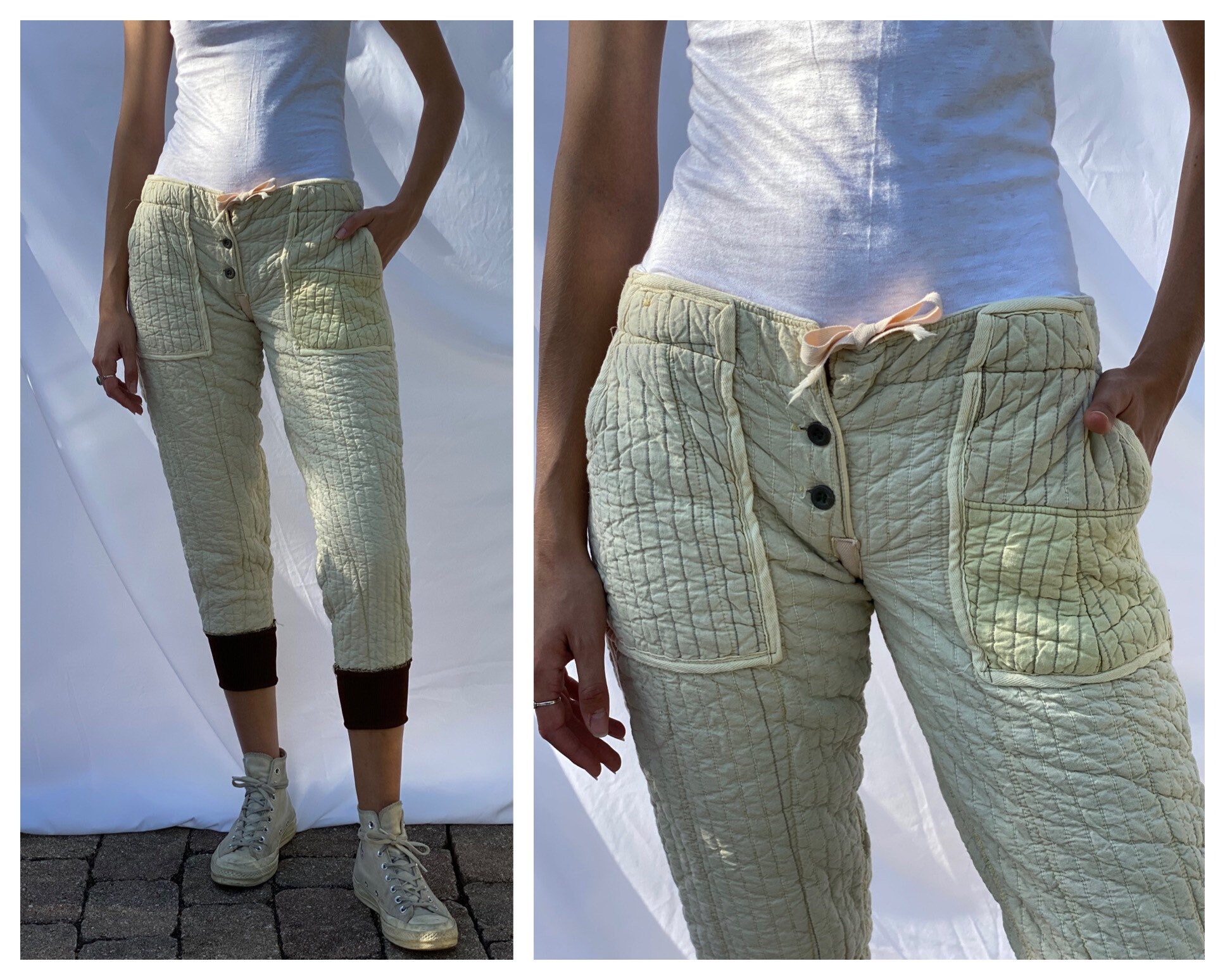 Vintage Quilted Pants / Army Thermal 