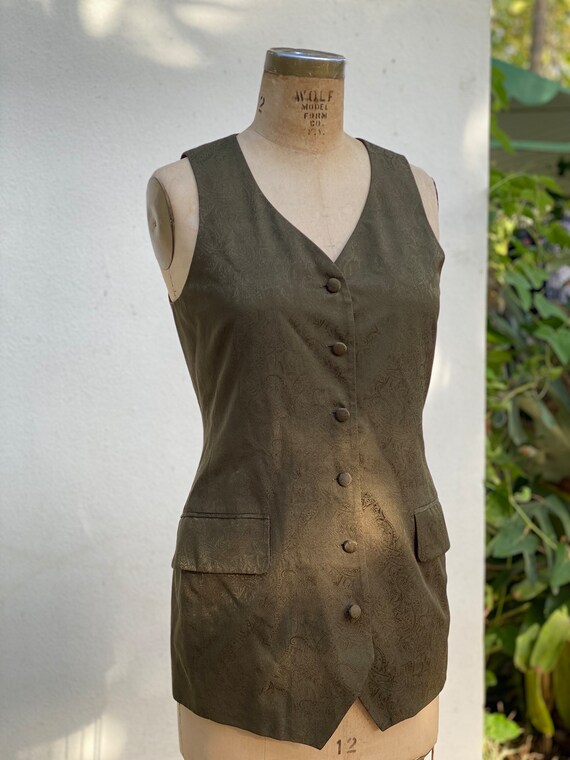 90s Silk Vest / Pressed Silk Sleeveless Waist Coat