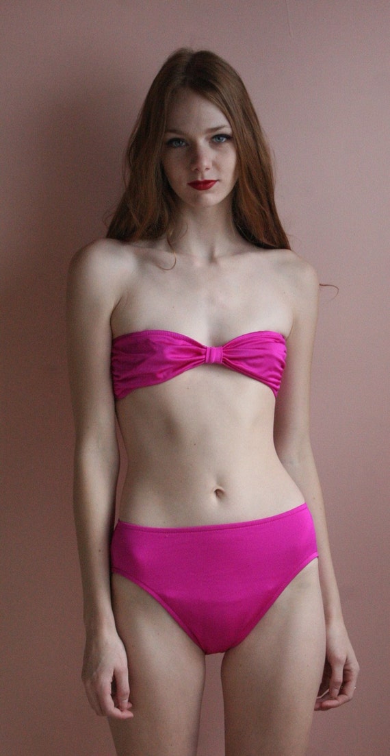 Outgoing Concentration begin 1980's Swimsuit / Little Pink Bikini / Teensy Bathing Suit - Etsy