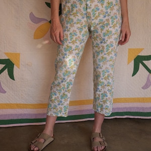 1960s Cotton Pajamas Pants / Floral Printed Cotton / Pj Trousers / Undergarments / Cotton Pajama Loungewear image 4