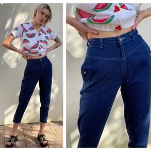 Vintage Levi&#39;s Jeans / High Waist Dark Wash Skinny Denim Jeans / Levi&#39;s / Straight Leg Crop Jeans