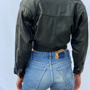 Crop Leather Jacket / Cropped Cut Leather Jacket / 1980's | Etsy