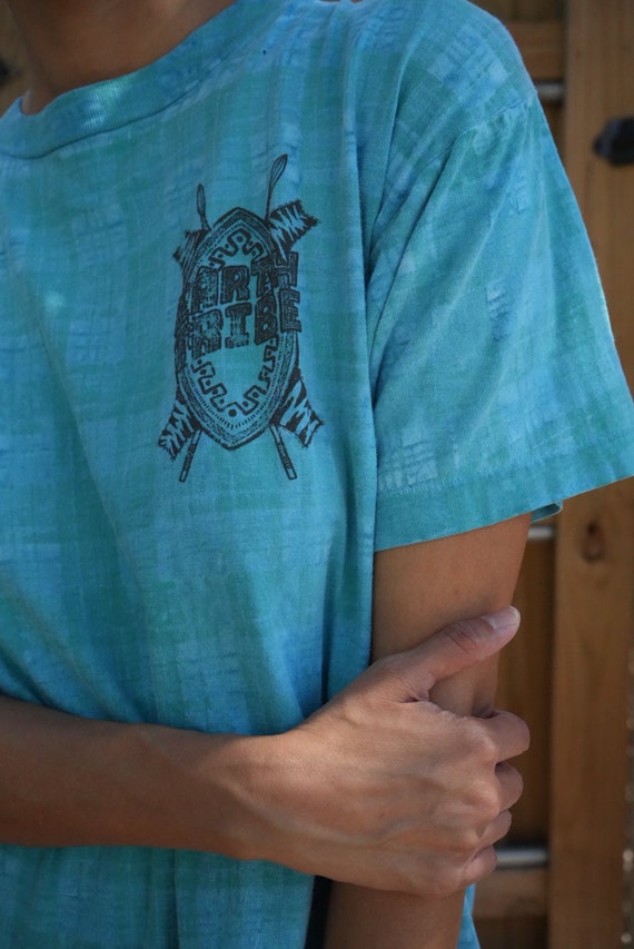 80's Tshirt /Earth Tribe Surf Tshirt / Aqua Blue … - image 7