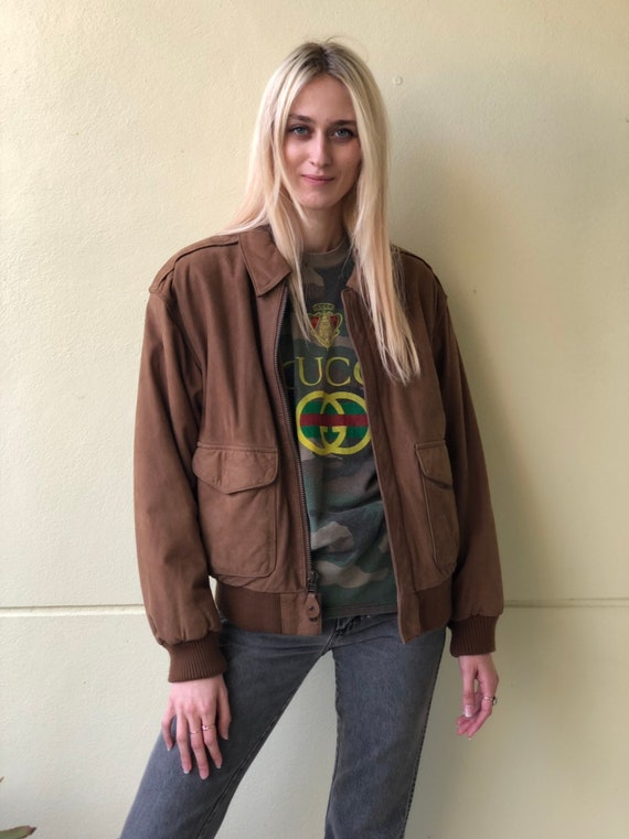 1980's Leather Bomber Jacket / Vintage Leather Jac
