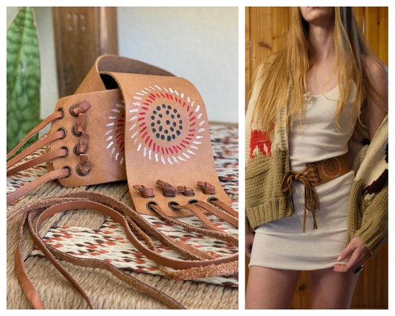 1960s Hippie Belt / 26-36" Waist Super Long Leathe