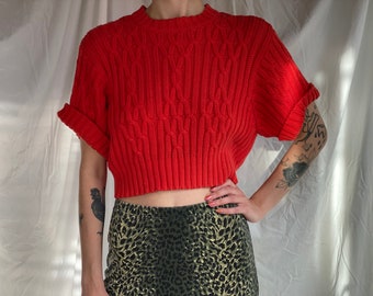 red slouchy sweater