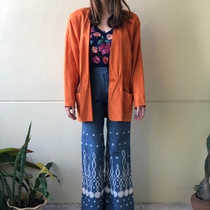 Oversized Jacket / Vintage Linen Jacket / 90's Southwest Vintage Jacket / Embroidered Orange Cotton Blazer / Linda Allard for Ellen Tracy image 9