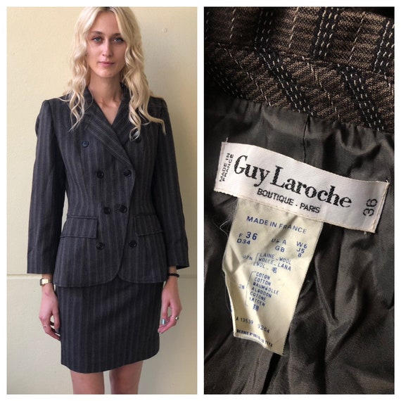 1990's Guy Laroche Black Striped Skirt Suit / Sexy Secretary Sexy CEO / Vertical Pin Stripes / Mix and Match / Blazer Jacket Skirt Suit - Etsy 1990's Guy Laroche Black Striped Skirt Suit / Sexy Secretary Sexy CEO / Vertical Pin Stripes / Mix and Match / Blazer Jacket Skirt Suit - Etsy
