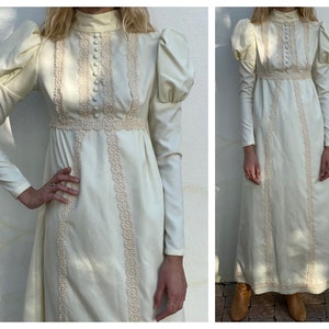 1960s Wedding Dress / Casual Wedding Dress / Bridal Gown / Lace Ethereal Dress / Garden Party Dress / Haute Hippie / Bohemian Dress image 1