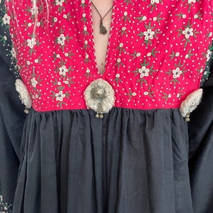 70s Vintage Blouse / Embroidered Colorful Summer Blouse with Metal Bells / Bell Sleeves image 5