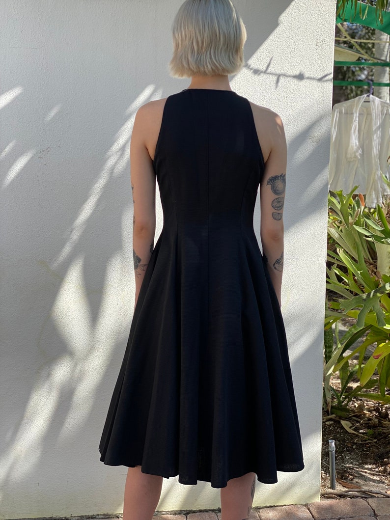 Cotton Summer Dress / Wedding Guest Dress / Resort Vacation Dress / 1980's Designer Dress / Black Structural Dress image 9