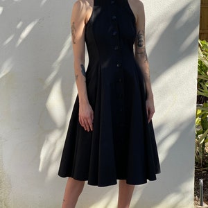 Cotton Summer Dress / Wedding Guest Dress / Resort Vacation Dress / 1980's Designer Dress / Black Structural Dress image 7