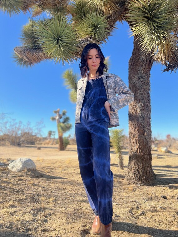 1970s Blue Cotton Jumpsuit / Bibbed Overall Jumps… - image 9