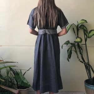 Antique Chore Dress / 1910's Cotton Workwear Tunic / Gray Calico Printed Dress / Original Workwear Dress / Teens Antique / Check Dress image 3