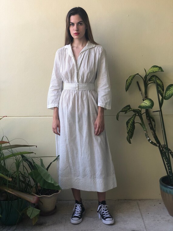 Antique Cotton Dress / 1910's Cotton Workwear Dre… - image 6