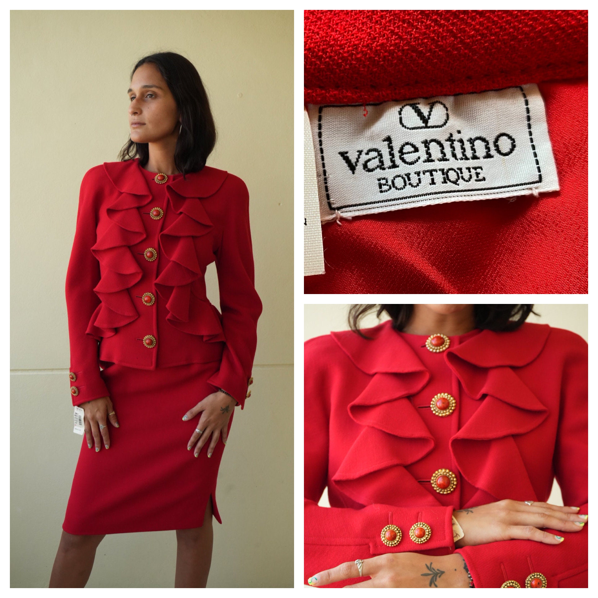 Vintage 80's Valentino Suit Dress / Wool Holiday Party Dress Vintage 80's Valentino Suit Dress / Wool Holiday Party Dress