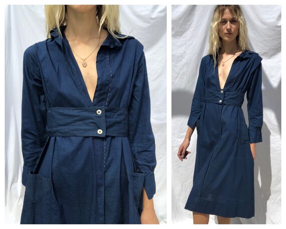 1920's Dress / Antique Indigo Chore Dress / 1910's