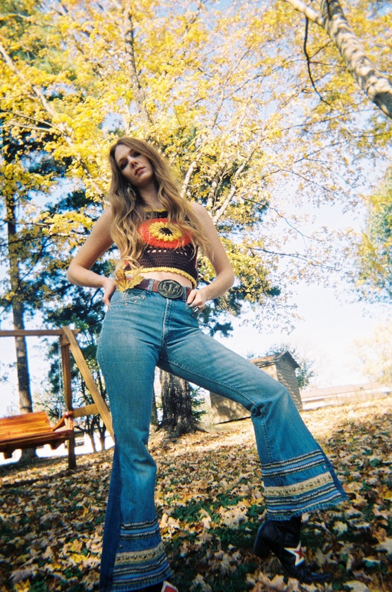 1970's Levi's Bell Bottom Jeans / Haute Hippie De… - image 5