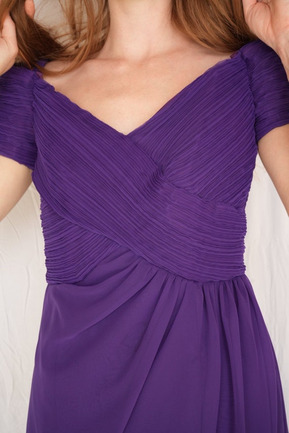 Purple Fortuny Pleated Dress / Eighties Off Shoul… - image 5