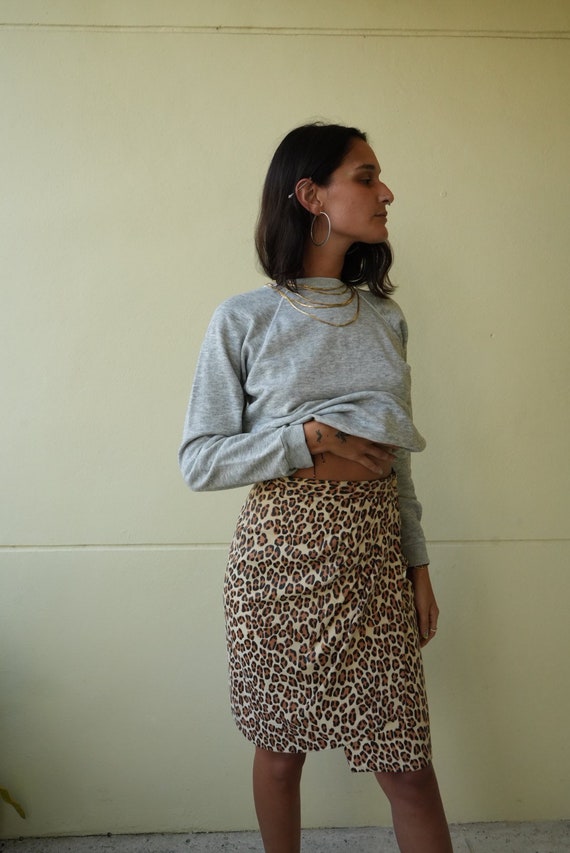Leather Mini Skirt /Leopard Animal Printed Wrap S… - image 9