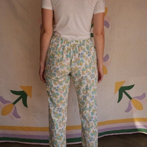 1960s Cotton Pajamas Pants / Floral Printed Cotton / Pj Trousers / Undergarments / Cotton Pajama Loungewear image 2