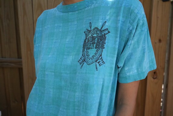 80's Tshirt /Earth Tribe Surf Tshirt / Aqua Blue … - image 3