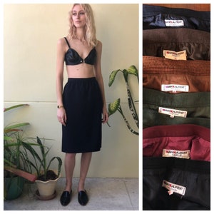 YSL Rive Gauche Skirt / Midnight Blue Ribbed Skirt / Vintage Midi Skirt Avant Garde / Yves Saint Laurent / Winter Midi Skirt / Pocket Skirt image 1