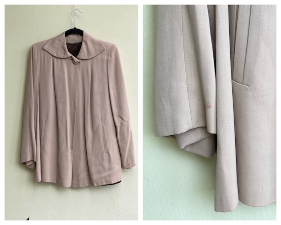 1940's Gabardine Swing Jacket / Forties Shoulder P