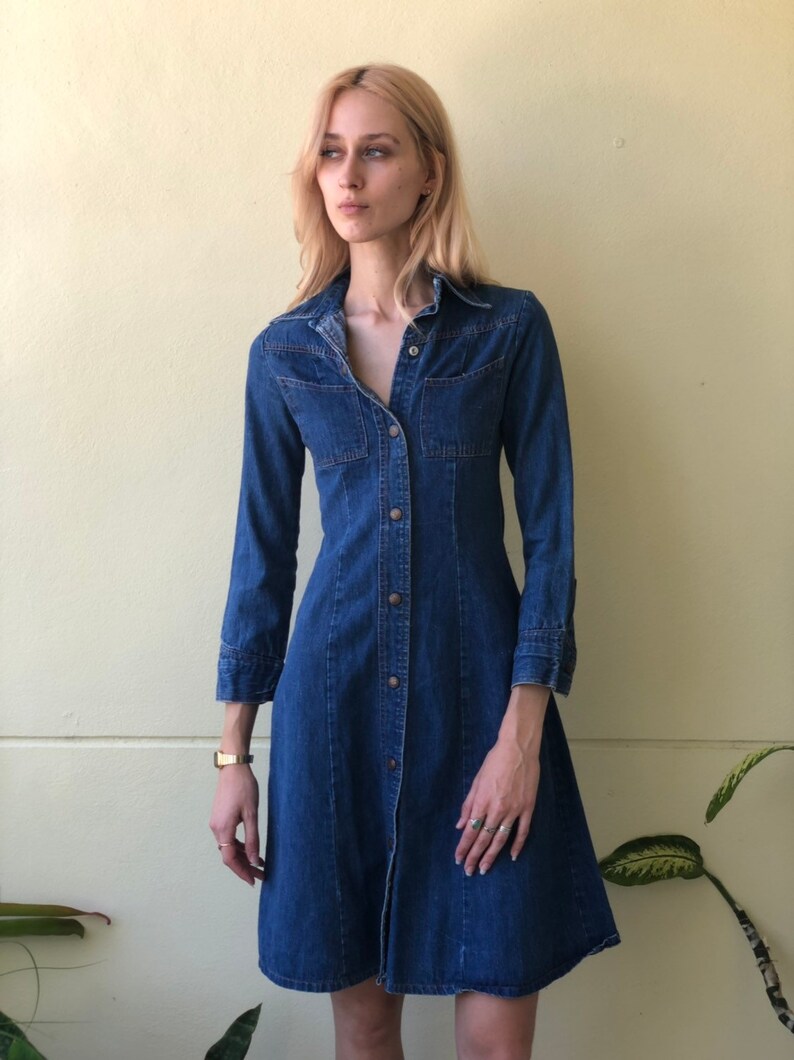 Vintage Denim Dress / 1970's Dress 