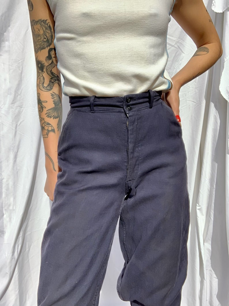 1930's Navy Blue Pants / Casual thirties Cotton Bloomer Men's Pants / NRA Men's Clothing Code Authority image 7