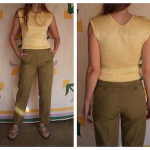 Giorgio Armani Trousers / Beige Lounge Pants / Easy Wear / Italian Designer Work Wear / Mid Rise Trouser Pants / Cotton Slacks