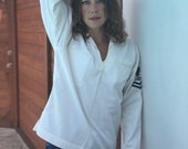 1950s Sailor Shirt Navy Shirt Sailor Collar Wartime WW2 White Cotton Fleet Week Shirt