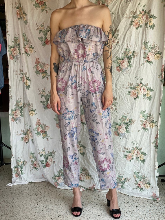 80s Jumpsuit / Hawaiian Rayon Jumpsuit / Straples… - image 6