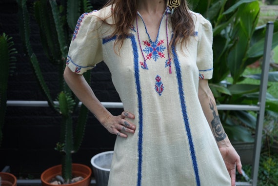 Vintage 1930s Dress / Rare Embroidered Cotton Dre… - image 5