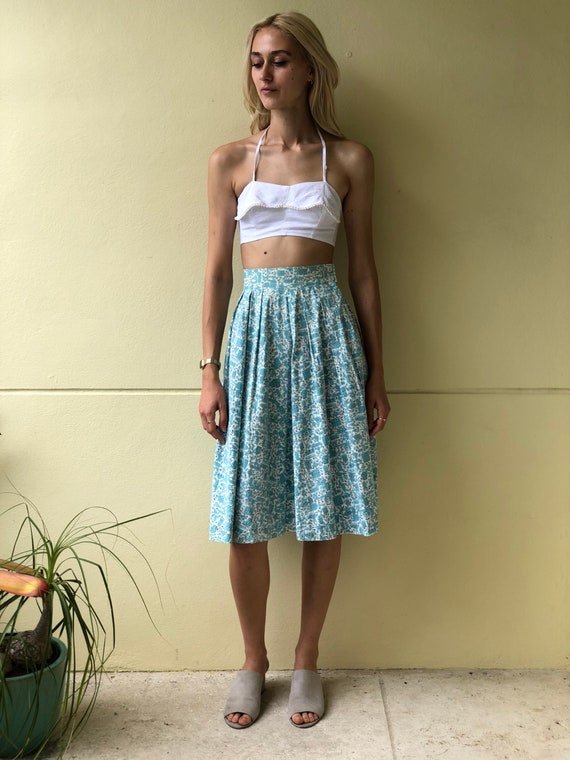 50's Skirt / Cotton Midi Skirt / Novelty Farmer P