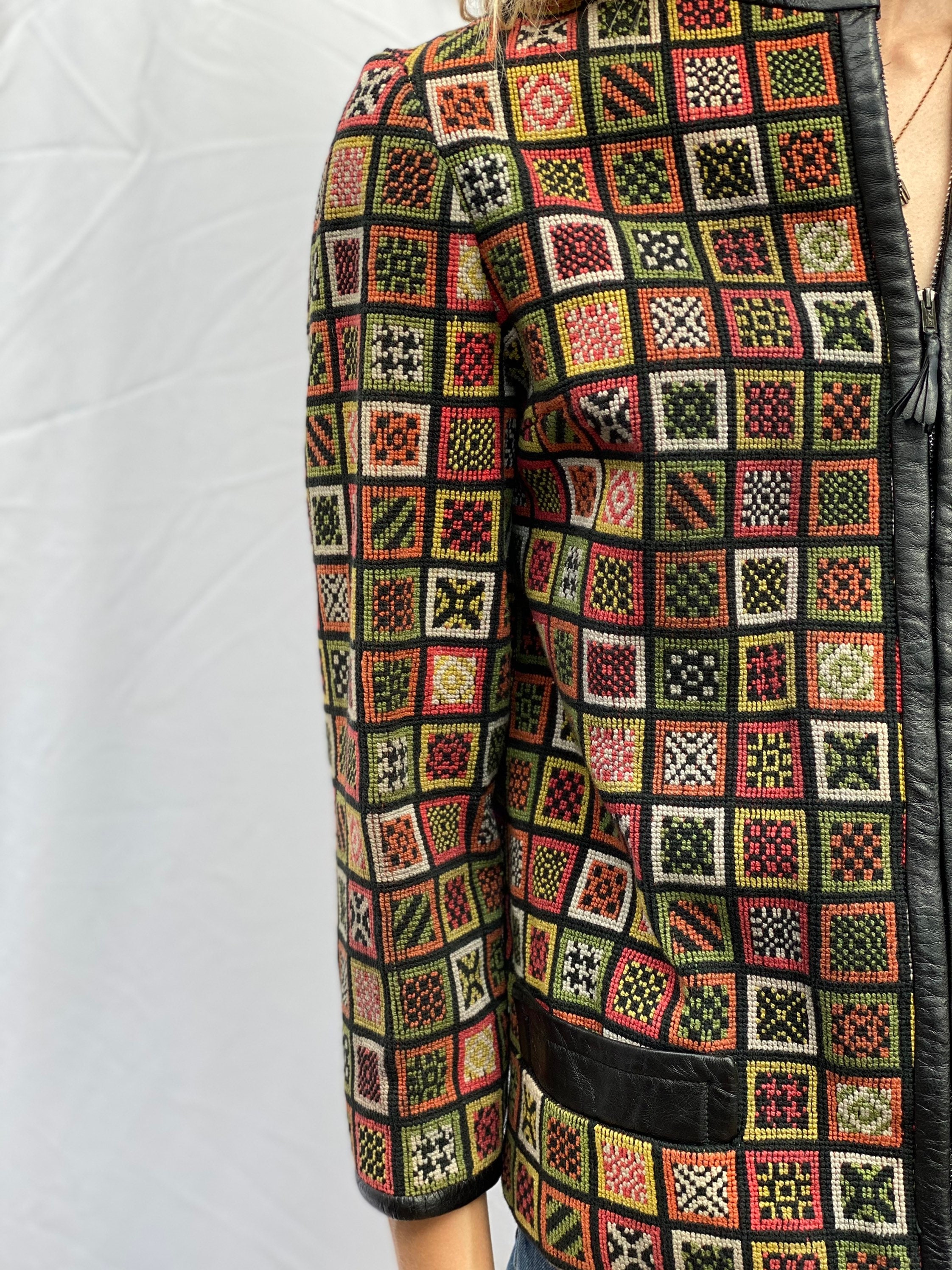 1960s Samuel Robert Needlepoint Leather Jacket / Mod Leather Etsy Canada