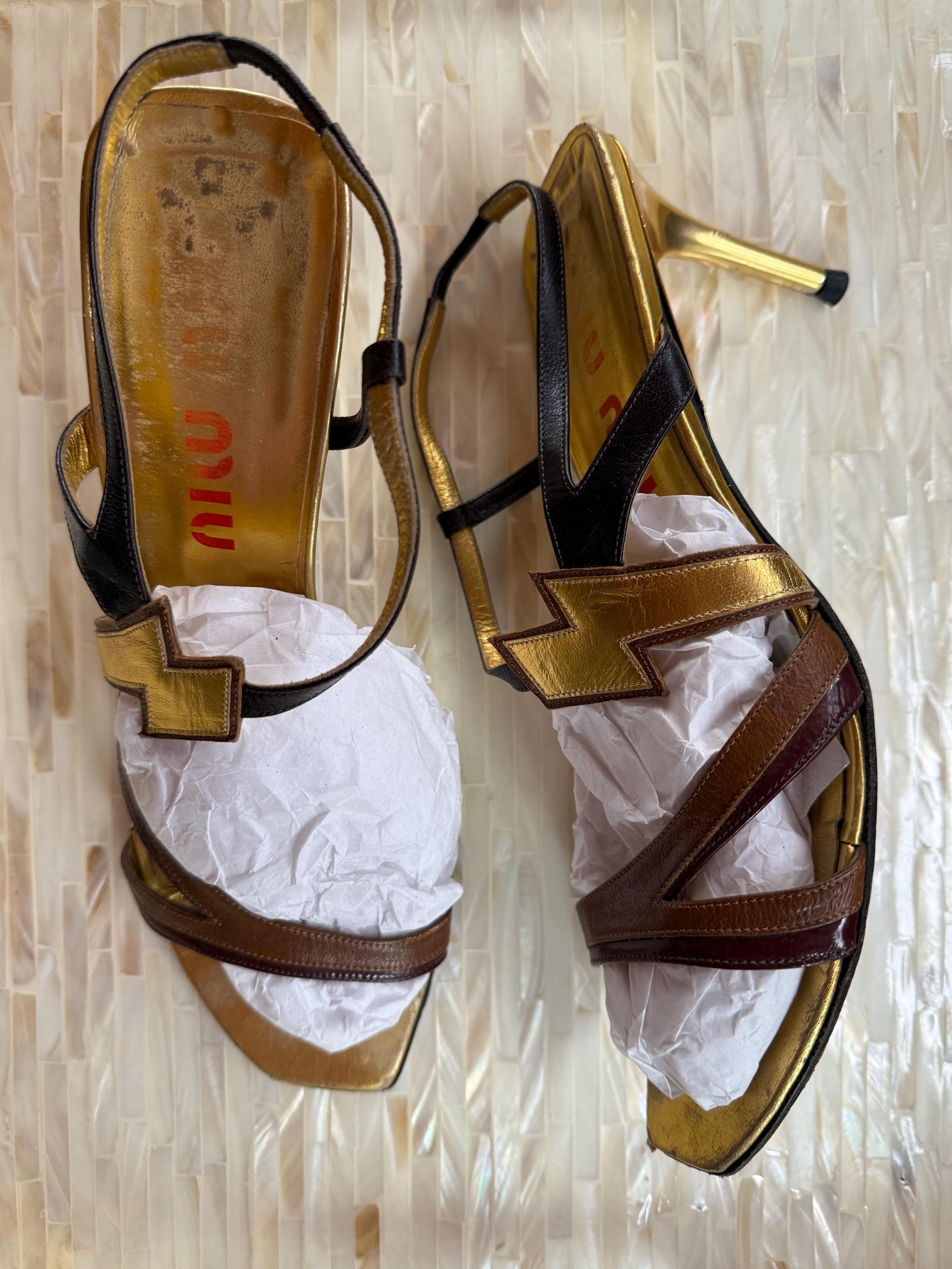 Ss 2000 Miu Miu Lightning Bolt Shoes / Documented Runway Heels - Etsy