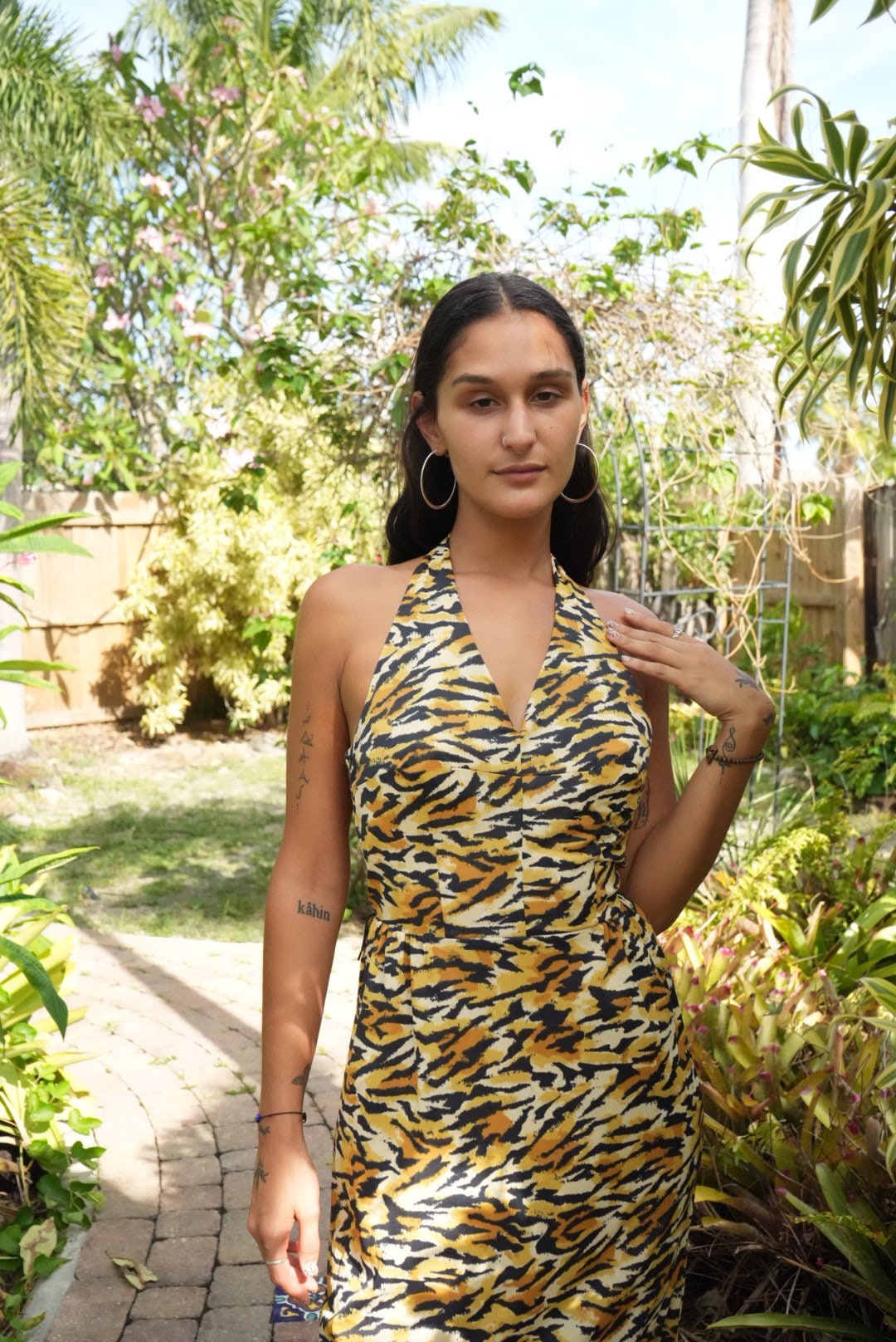tiger print halter dress Serengeti Halter Dress  Saint Miraj