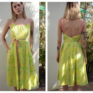 Vintage Wrap Dress / 1970&#39;s Lilly Pulitzer Cotton Midi Dress / Bright Watercolor Floral Lilly Print / Green Yellow Pink