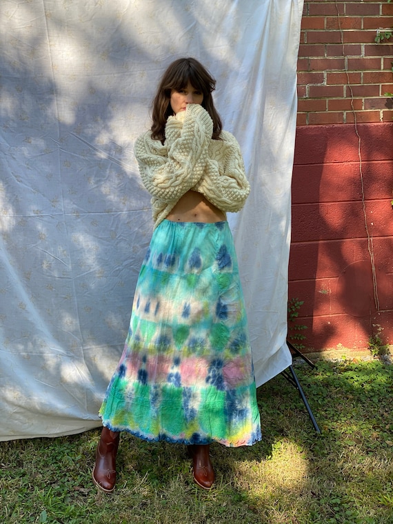 Antique Maxi Skirt / Victorian White Skirt / Tie D