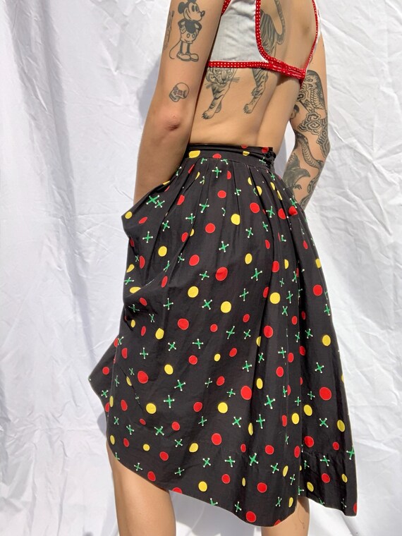 1950s Novelty Skirt / Polka Dots and Jumping Jack… - image 6