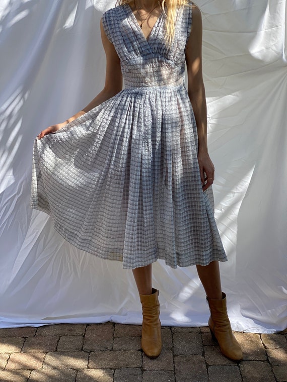 Dress / Sheer Plaid Gray Dress 
